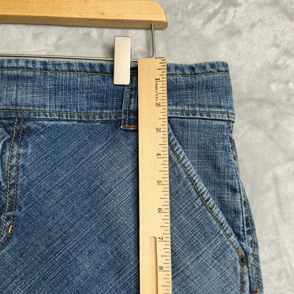 Vintage Y2K GAP Jeans Stretch Skirt Womens 14 Blue Pencil Pockets Double Button - Picture 12 of 13